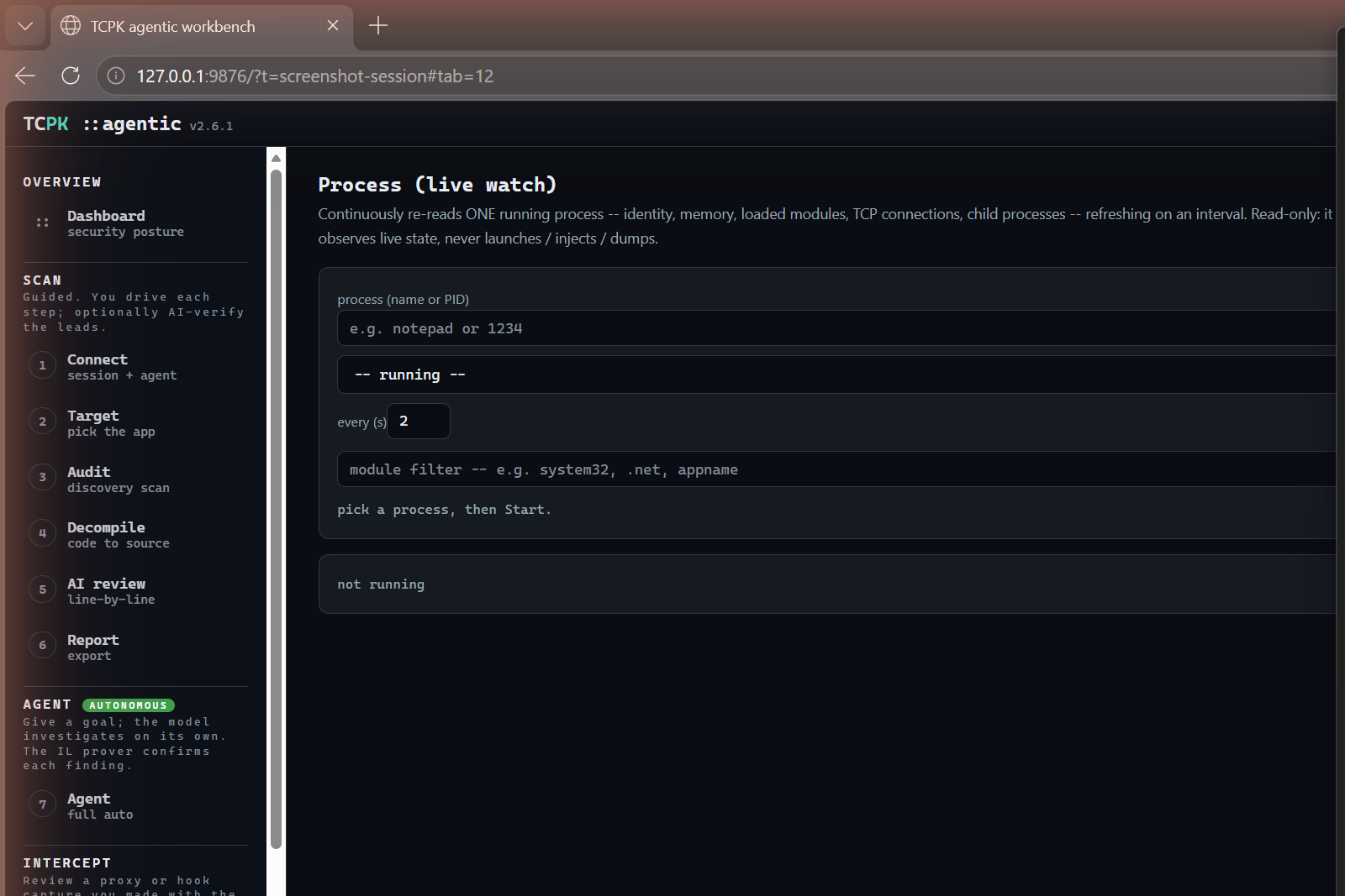TCPK Agentic Process tab
